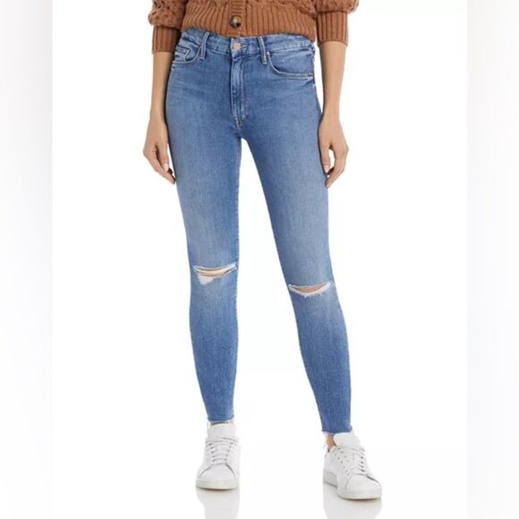 Mother High Waisted Looker Ankle Fray Thrilling Shots Distressed Cotton Size 29 - Picture 7 of 7